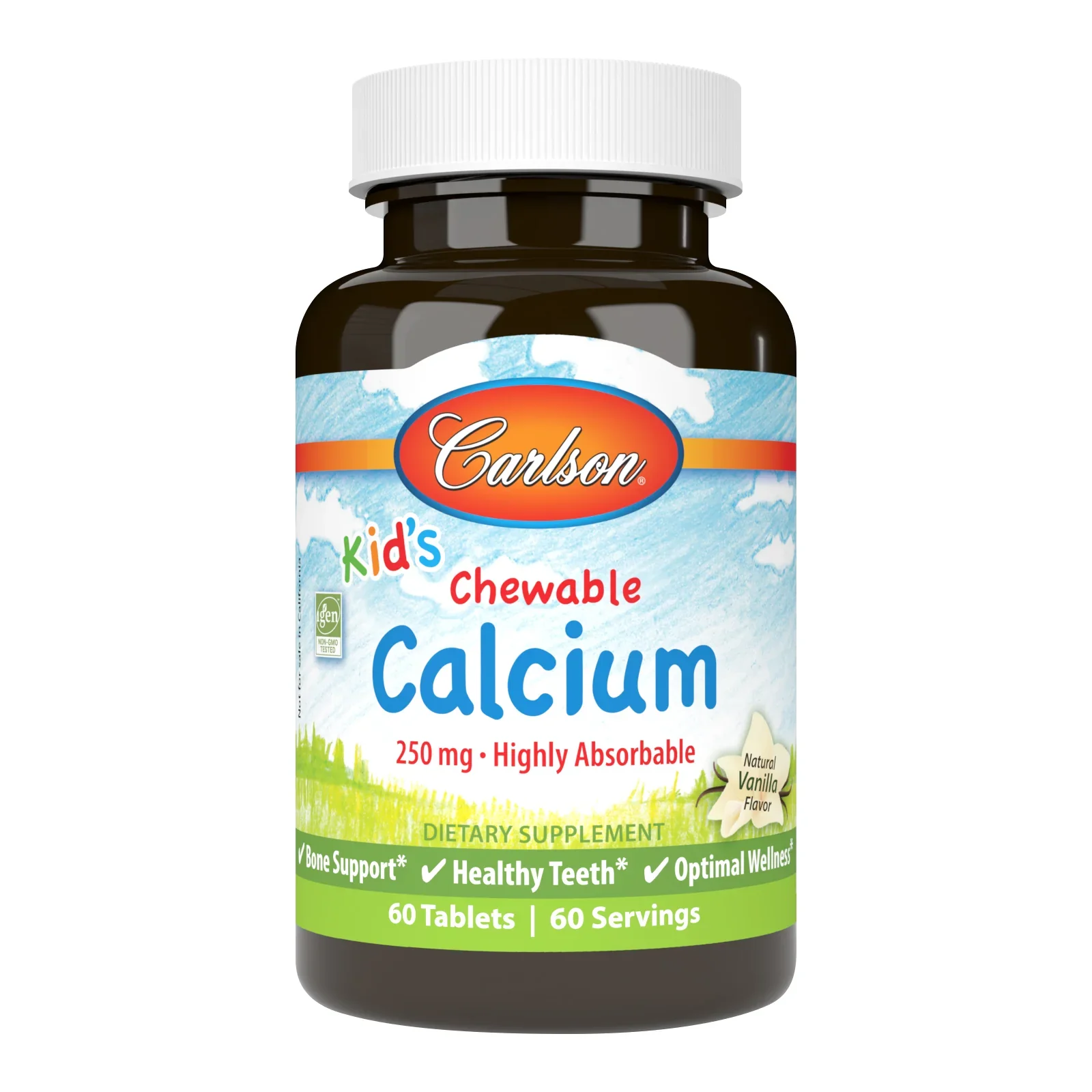 Carlson Labs Kid's Chewable Calcium, 250mg Natural Vanilla