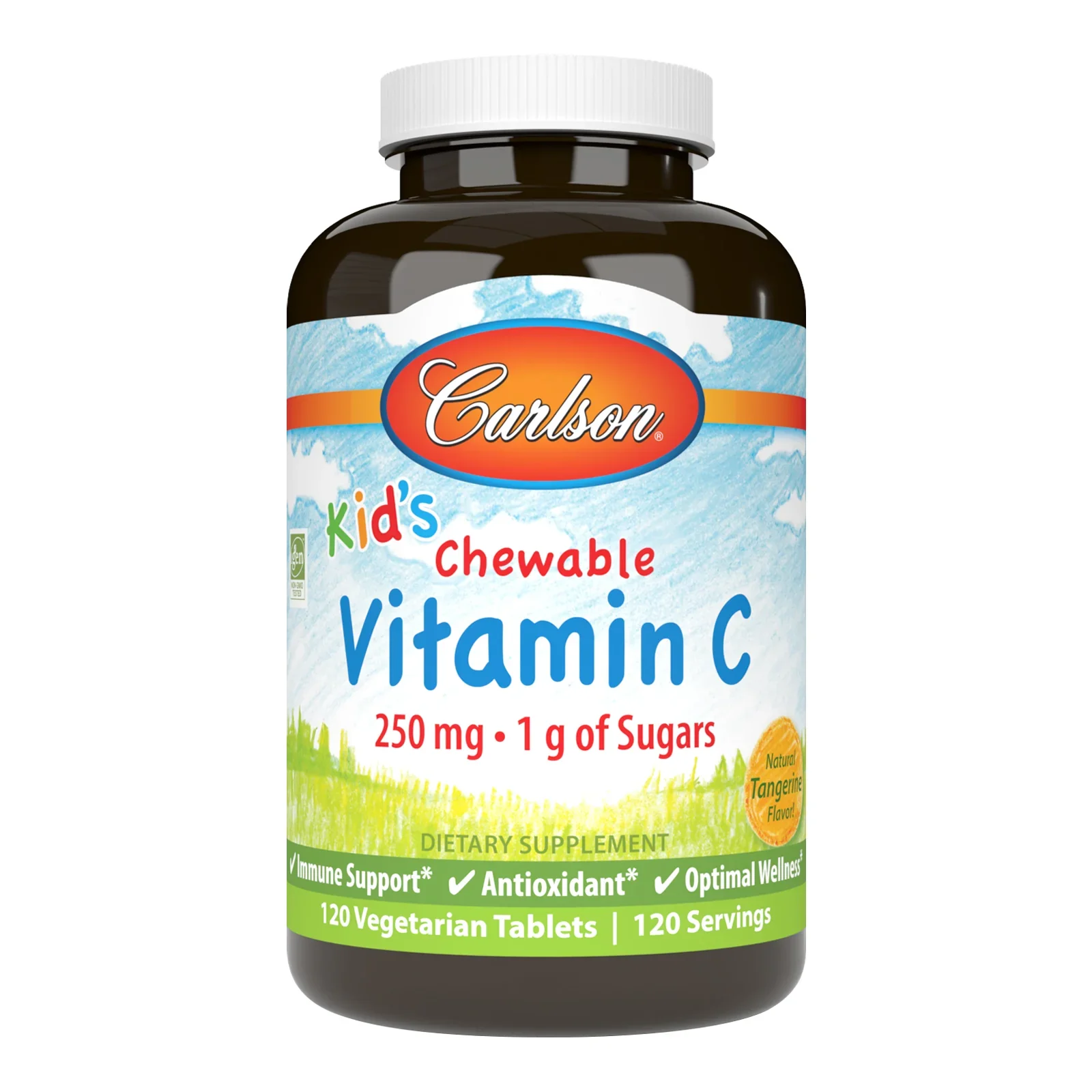 Carlson Labs Kid's Chewable Vitamin C, 250mg Natural Tangerine