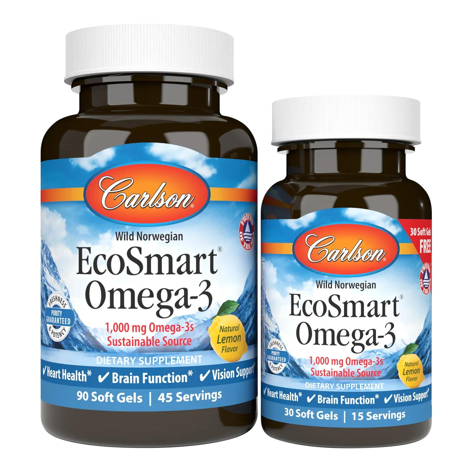 Carlson Labs Smart Omega-3, 1000mg Natural Lemon
