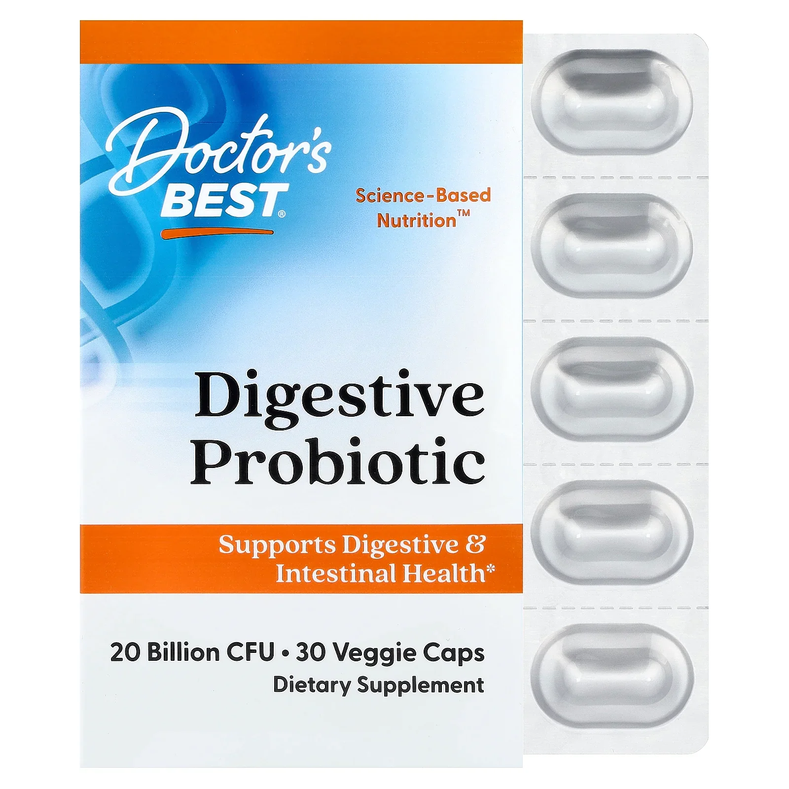 Doctor's Best Digestive Probiotic, 20 Billion CFU