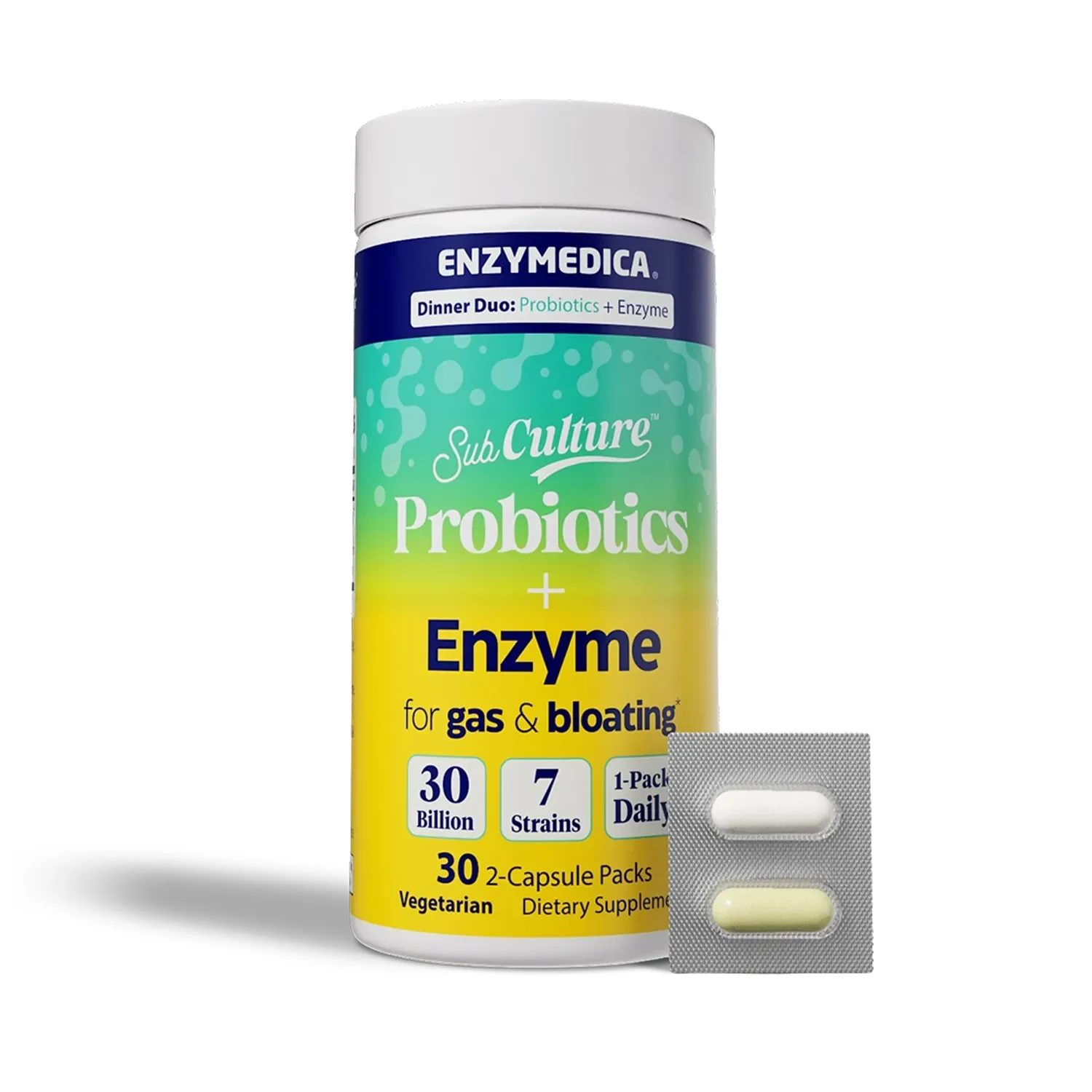 Enzymedica SubCulture Dinner Duo Probiotics + Enzyme for Gas & Bloating Packs