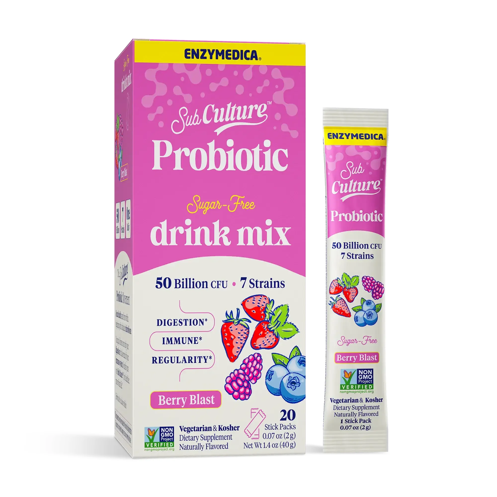 Enzymedica SubCulture Probiotic Drink Mix Stick Packs
