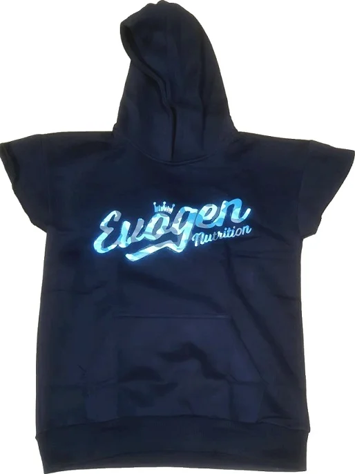 Evogen Men's Cap Sleeve Hoodie, Blue Camo Script