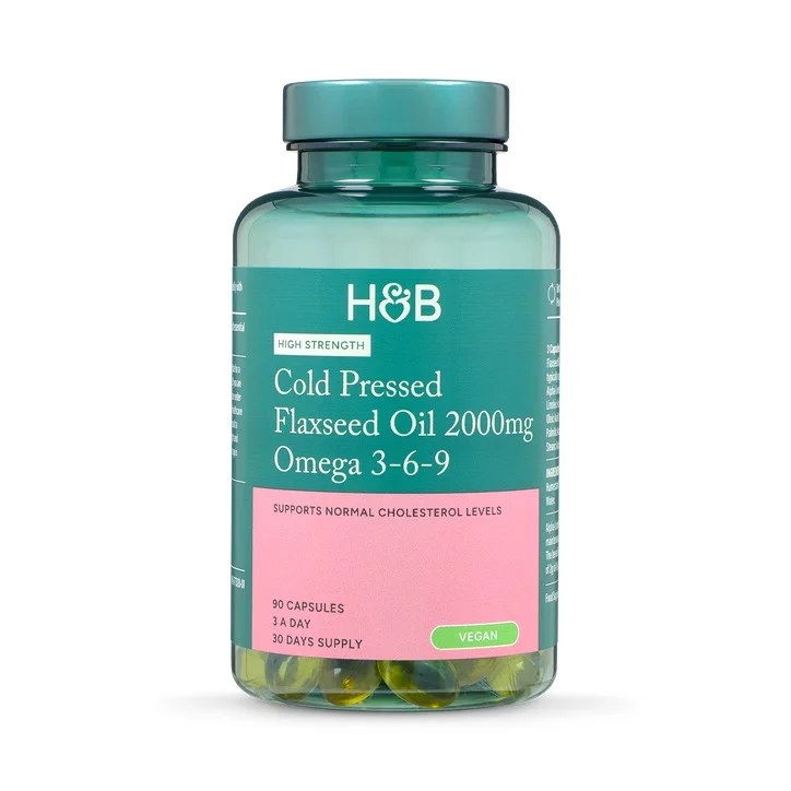 Holland & Barrett High Strength Cold Pressed Flaxseed Oil Omega 3-6-9, 2000mg