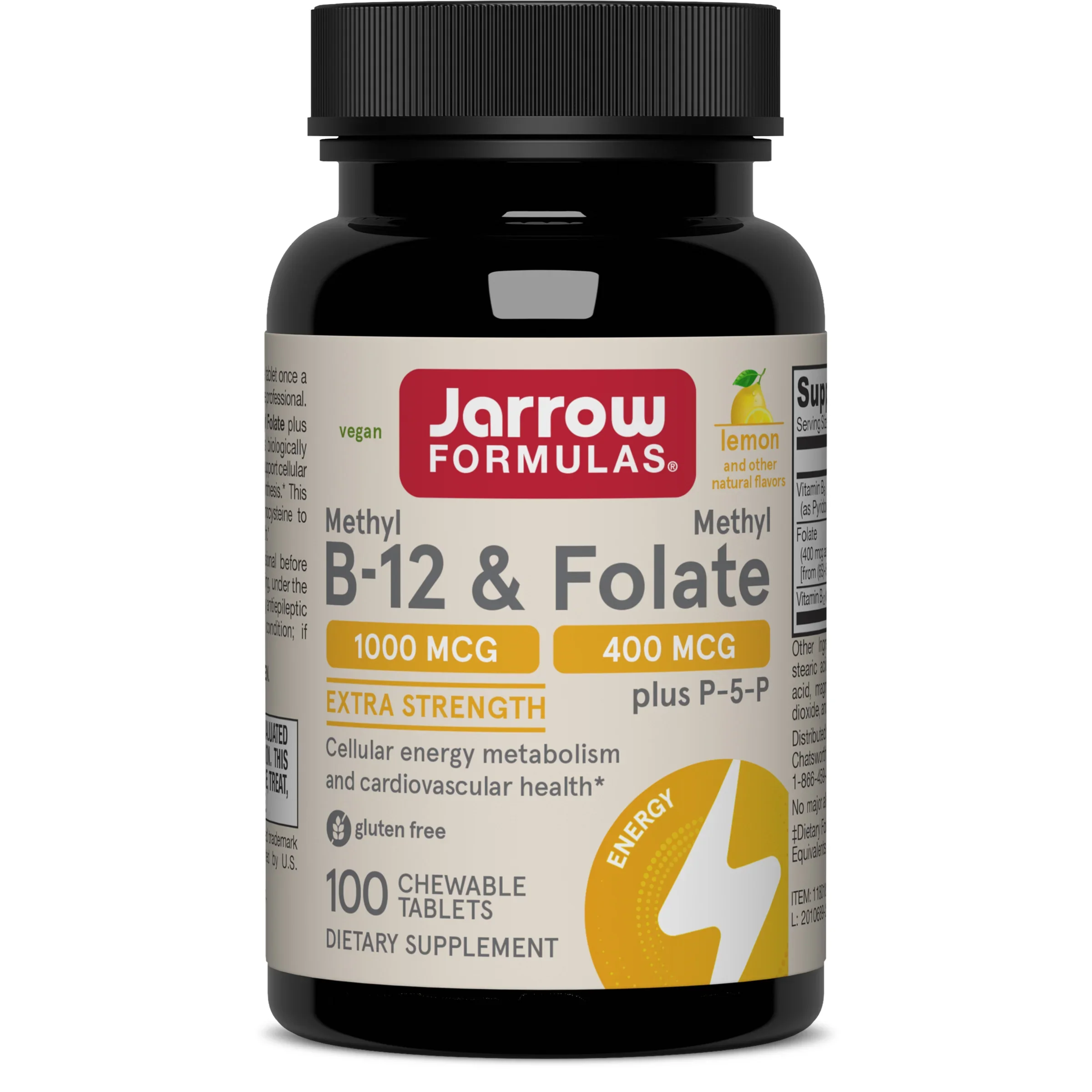 Jarrow Formulas Methyl B-12 & Methyl Folate - Lemon