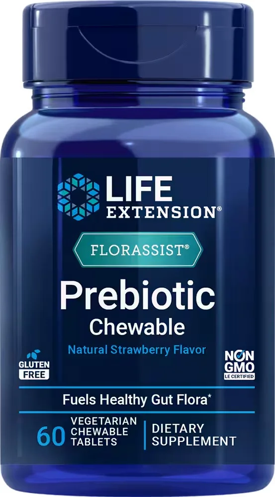 Life Extension Florassist Prebiotic Chewable, Natural Strawberry