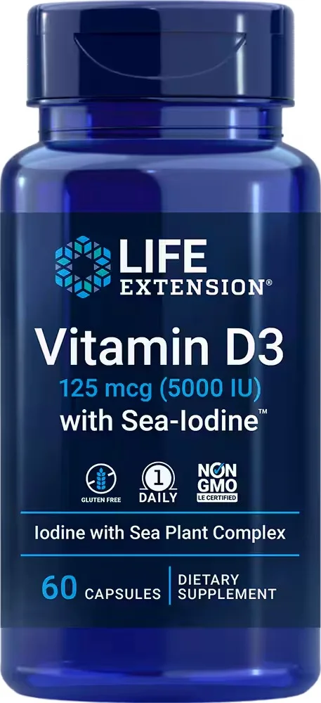 Life Extension Vitamin D3 with Sea-Iodine, 5000IU