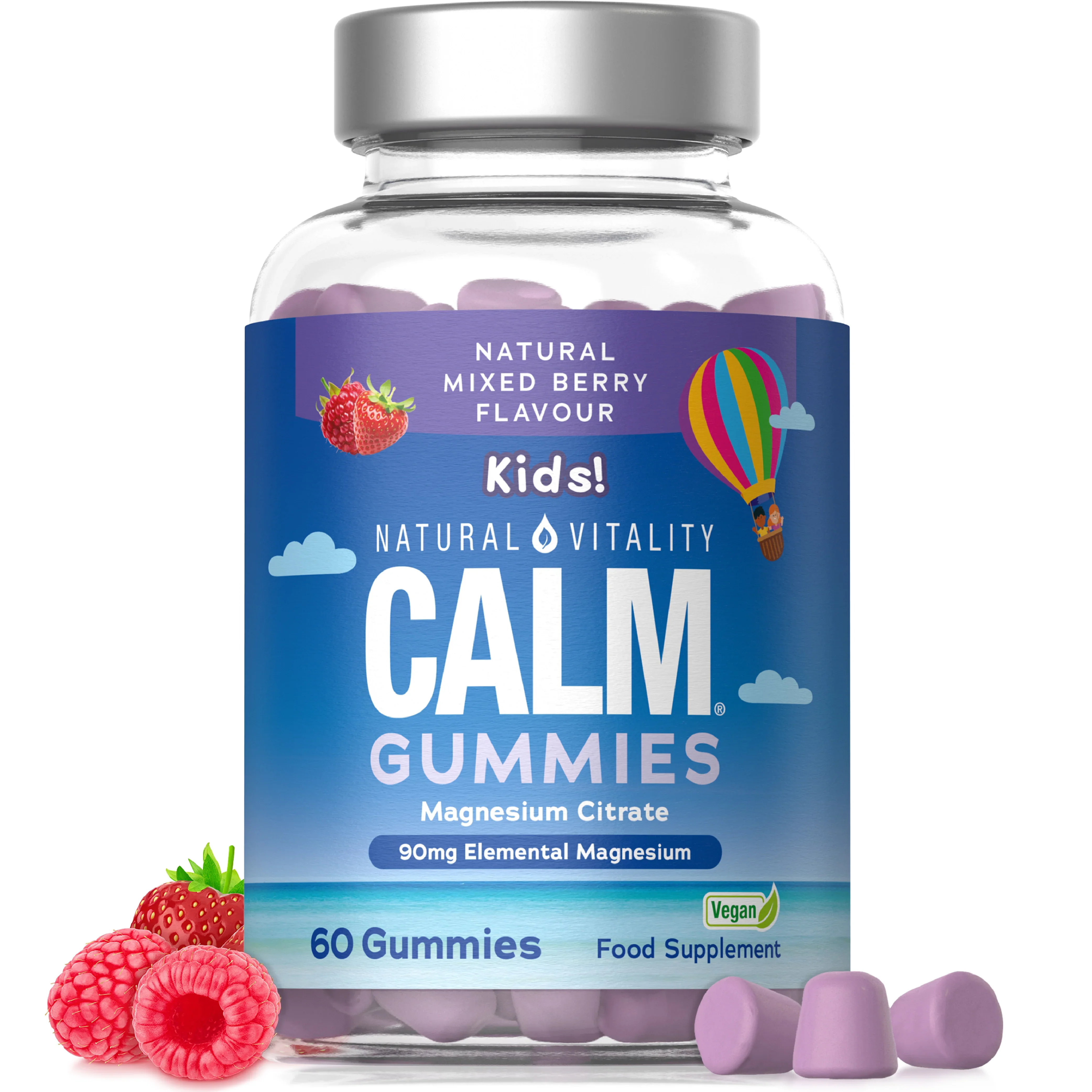 Natural Vitality Calm Kids Magnesium Citrate Gummies, Natural Mixed Berries