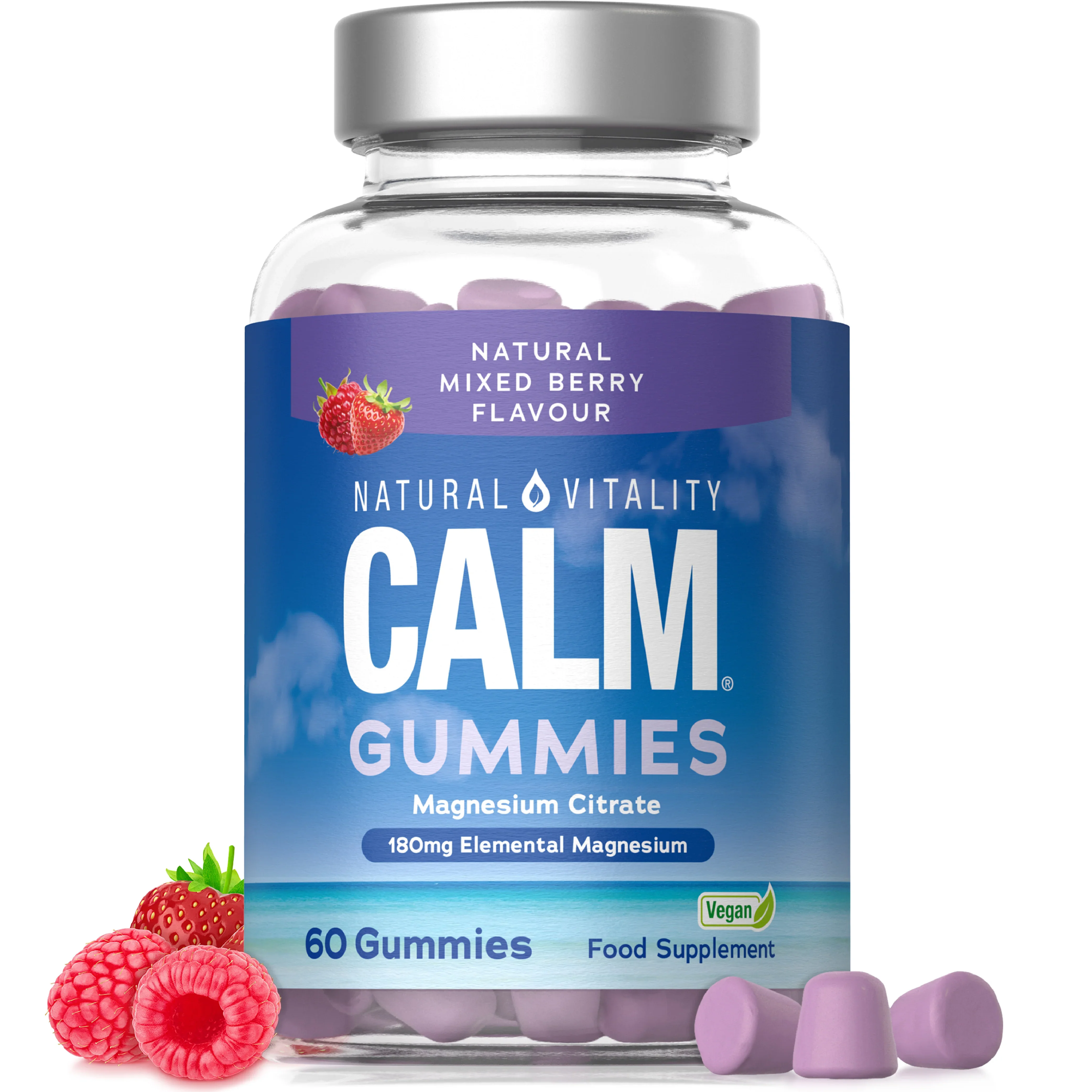 Natural Vitality Calm Magnesium Citrate Gummies, Natural Mixed Berries