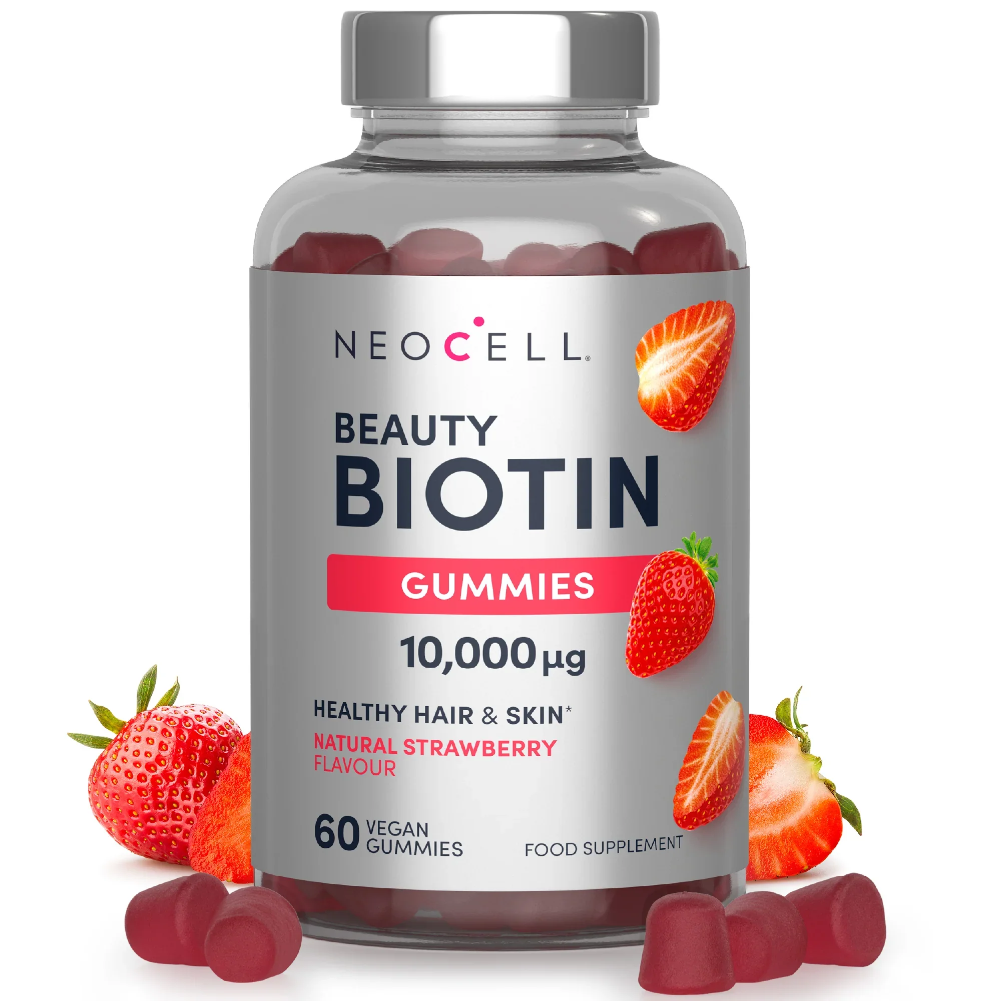 NeoCell Beauty Biotin, 10000mcg, Natural Strawberry