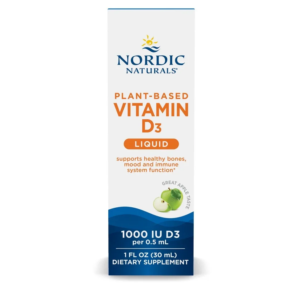 Nordic Naturals Plant-Based Vitamin D3 Liquid, 1000 IU Apple