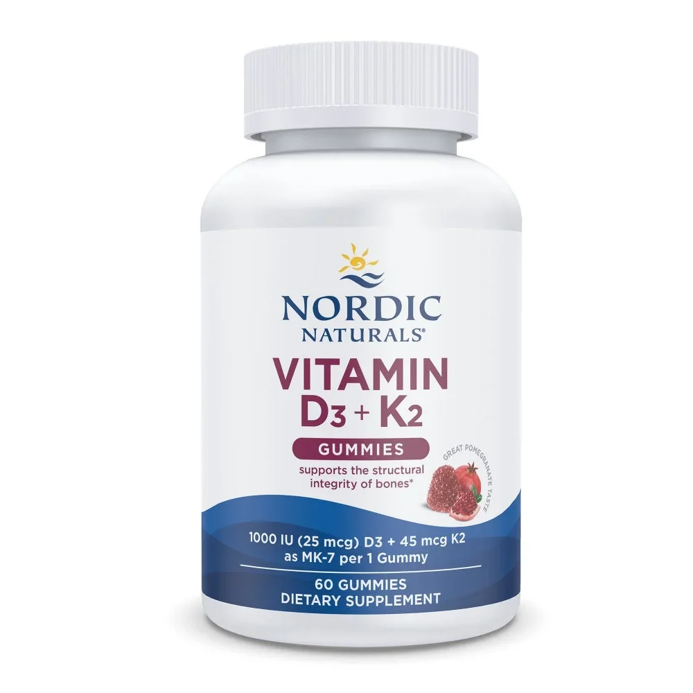 Nordic Naturals Vitamin D3+K2 Gummies, Pomegranate