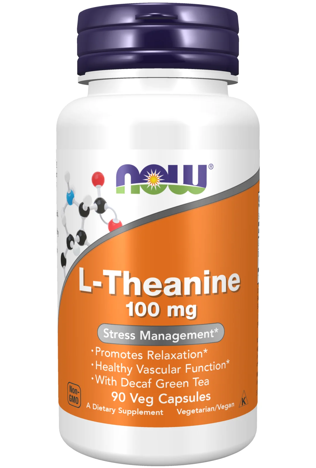NOW Foods L-Theanine with Decaf Green Tea, 100mg