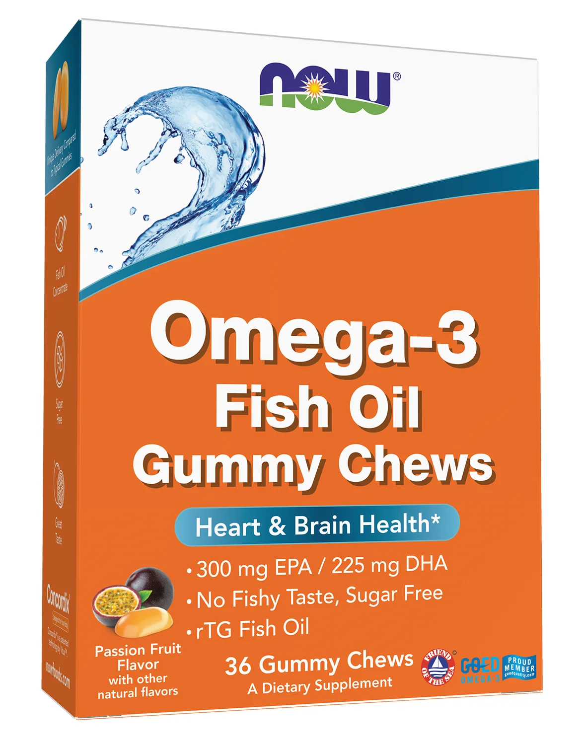 NOW Foods Omega-3 Fish Oil Gummy Chews, Passion Fruit