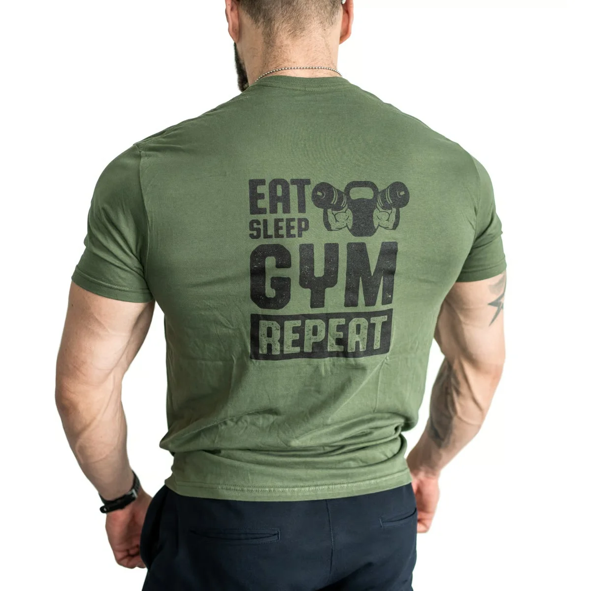 Nutrend Eat Sleep Gym Repeat T-Shirt, Military