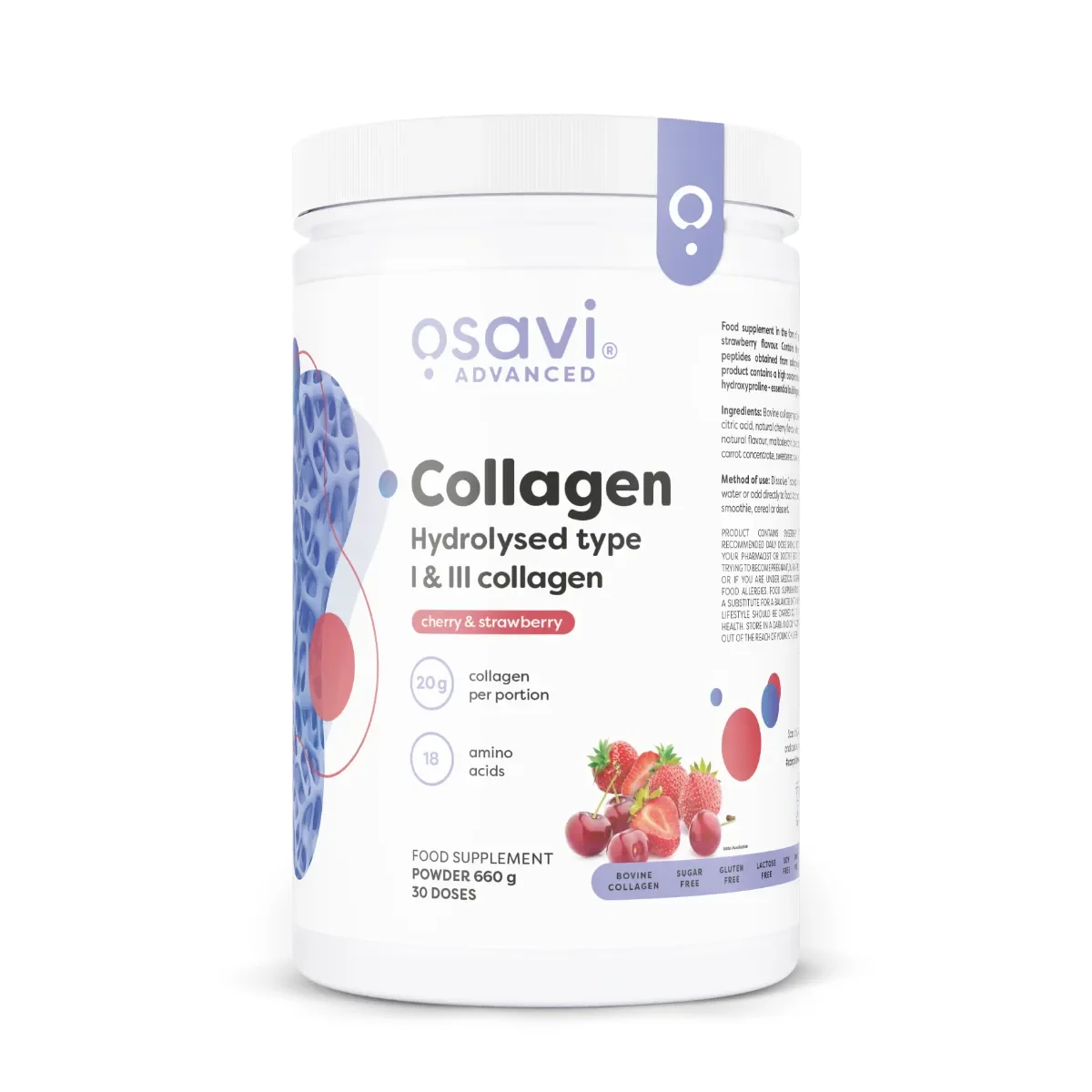 Osavi Collagen Hydrolysed Type I & III, Cherry & Strawberry