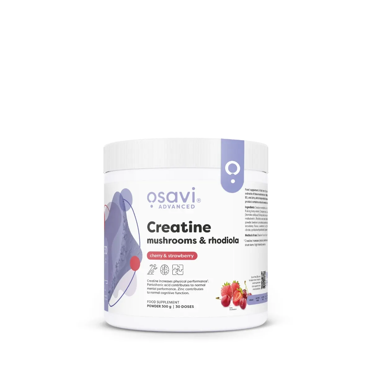 Osavi Creatine, Mushrooms & Rhodiola, Cherry & Strawberry
