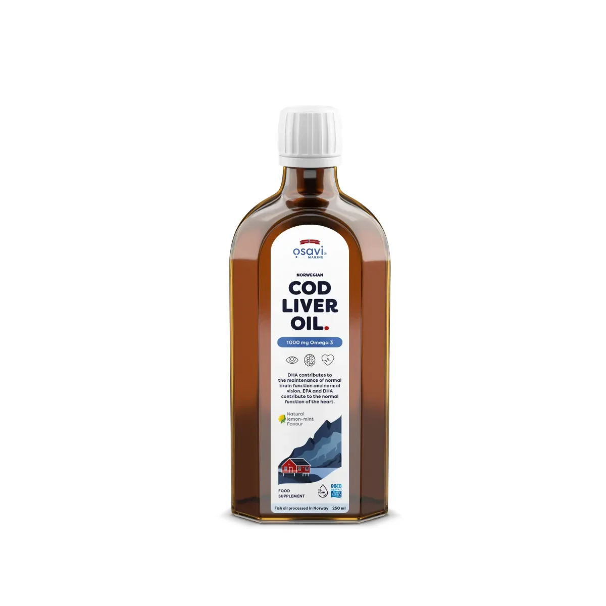 Osavi Norwegian Cod Liver Oil - 1000mg Omega 3 (Lemon-Mint)