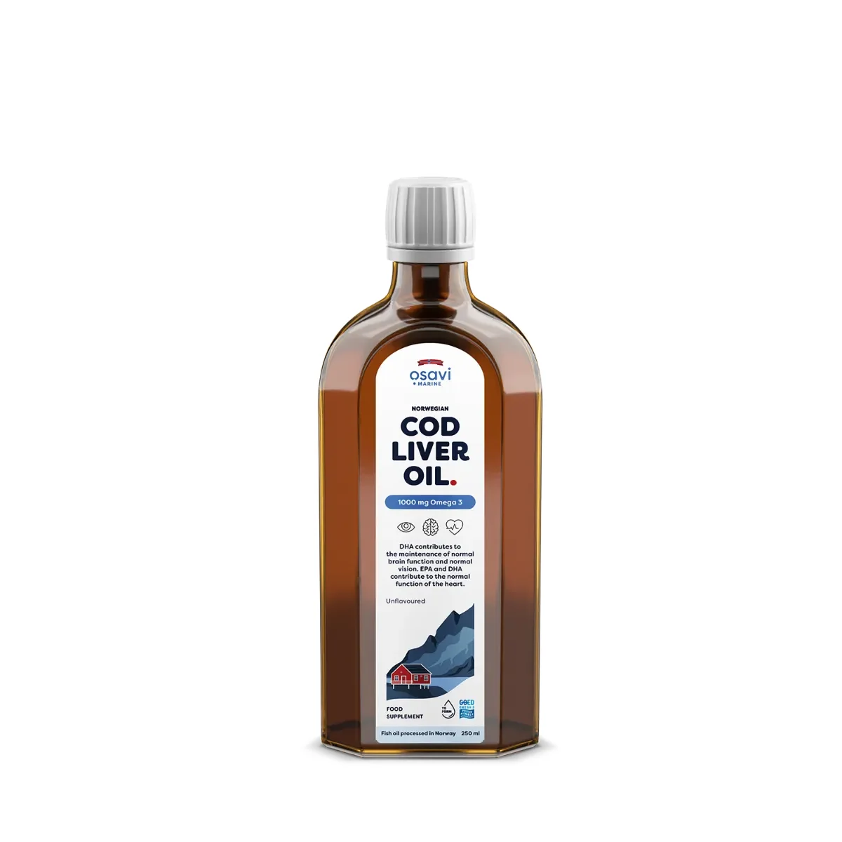 Osavi Norwegian Cod Liver Oil - 1000mg Omega 3 (Unflavoured)