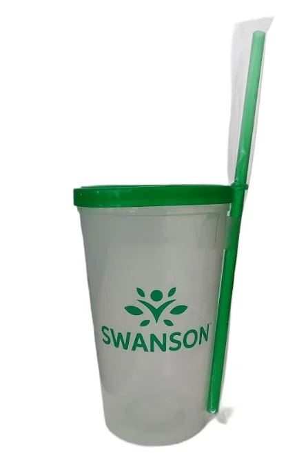 Swanson Swanson Plastic Cup with a Sipper, Transparent/Green