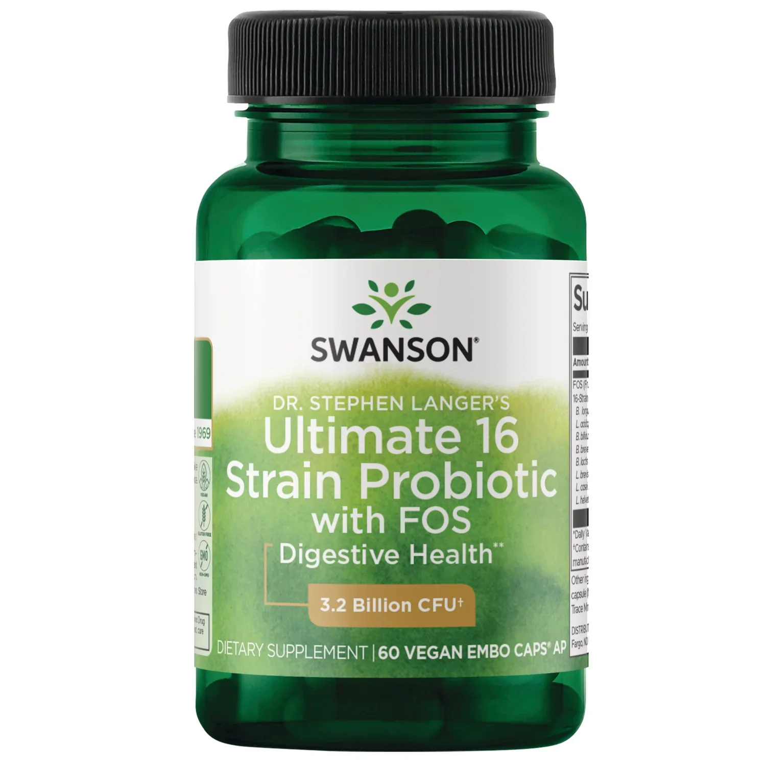 Swanson Dr. Stephen Langer's Ultimate 16 Strain Probiotic with FOS, 3.2 Billion CFU