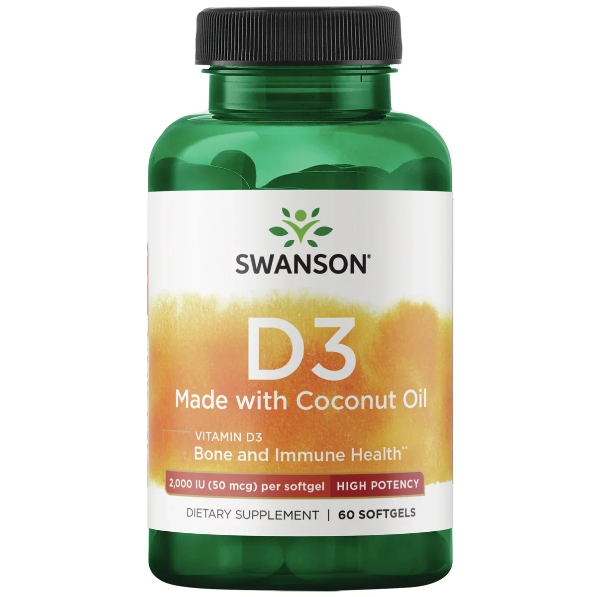 Swanson Vitamin D-3 with Coconut Oil, 2000 IU